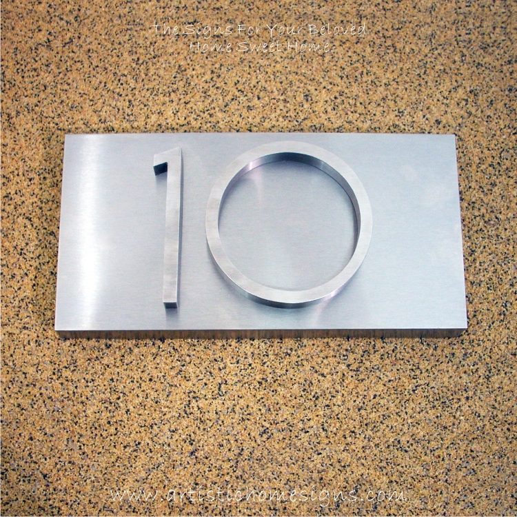 3D Stainless Steel Numbers Address Sign Plaque 10 02