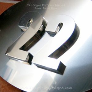 3D Stainless Steel Numbers Oval Sign Plaque 22 01