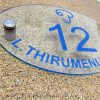 Etching Glass Sign Blue Letters