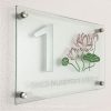 Etching Glass Sign Silver Letters Lotus