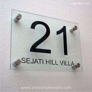 Etching Glass Sign Black Letters
