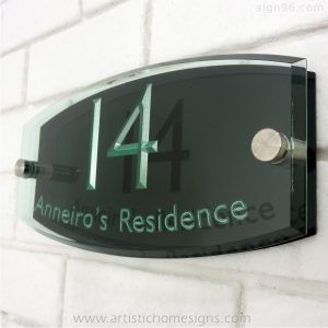 Tinted Green Acrylic With Silver Letters & Black Background Board