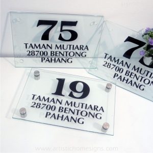 Etching Glass Sign Black Letters