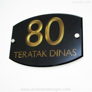 Black Acrylic With Gold Letters
