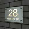 Illuminated Glass Mirror House Number Address Signs-28 Warm White
