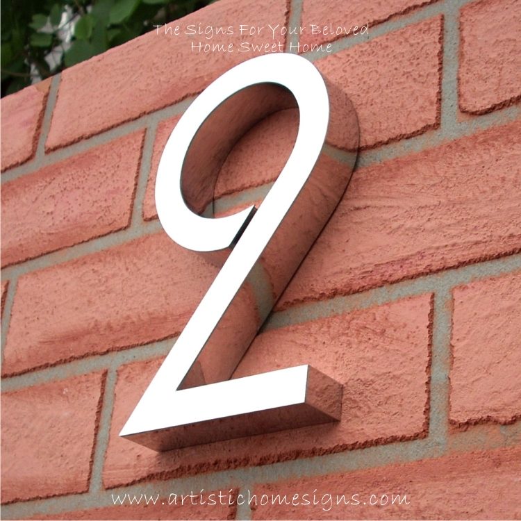 MODERN STAINLESS STEEL HOUSE NUMBERS Standard Font Huxley 2