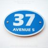 Oval Etching Blue Base SS House Sign 37