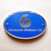 Oval Etching Blue Base SS House Sign 6