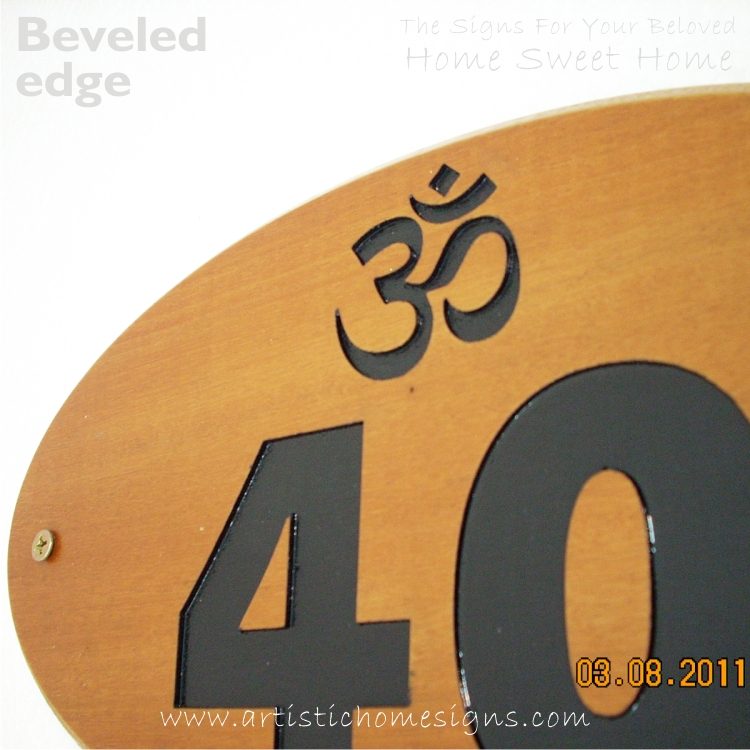 Oval Wooden Om House Sign 40