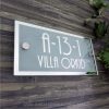 Rectangle Mirror Chrome Border & Text With Sandblast Frosted Finishing House Number Address Sign 02