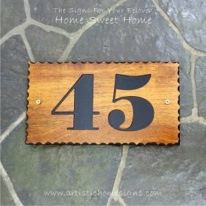 WDR-145 Rectangle Wooden House Sign Black Letters 45