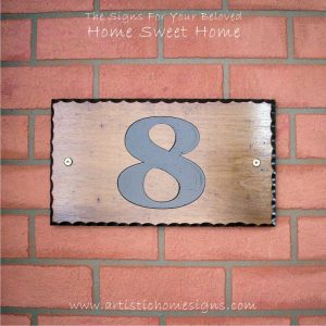 WDR-145 Rectangle Wooden House Sign Black Letters 8