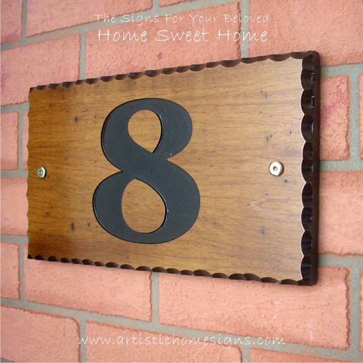 WDR-145 Rectangle Wooden House Sign Black Letters 8
