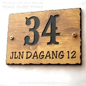 WDR-350 Rectangle Wooden House Sign Gold Letters 34