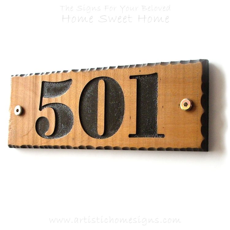 WDR-090 Rectangle Wooden House Sign Black Letters 501