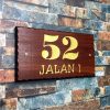 WDR-145 Rectangle Wooden House Sign Gold Letters 52