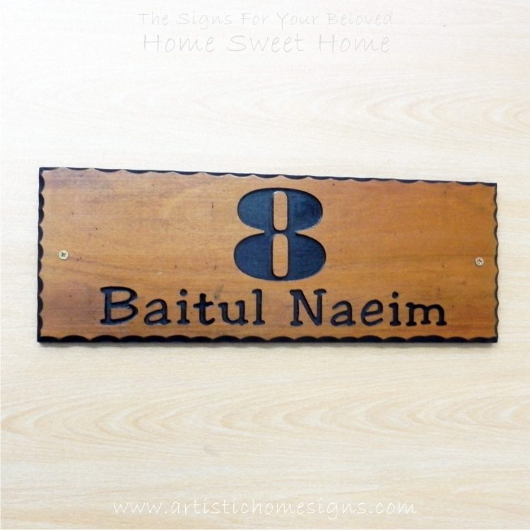 WDR-400 Rectangle Wooden House Sign Black Letters 8
