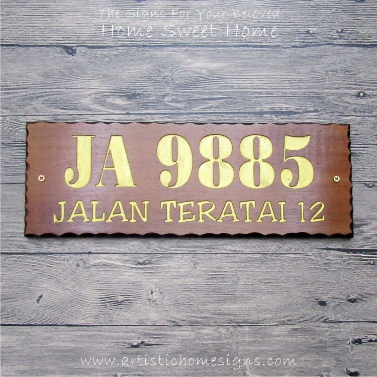 WDR-400 Rectangle Wooden House Sign Gold Letters 9885