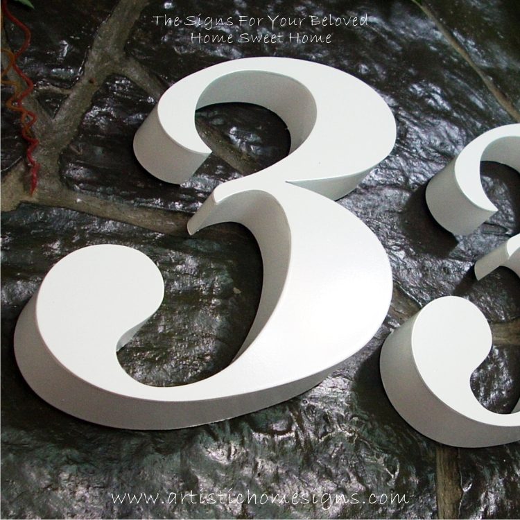 Snow White Weather Resistant Modern House Numbers 33 03