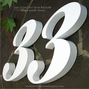 Snow White Weather Resistant Modern House Numbers 33 04
