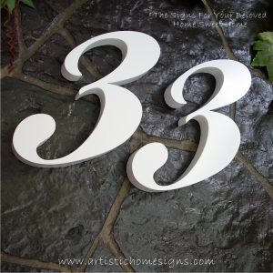 Snow White Weather Resistant Modern House Numbers 33 05