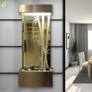 WWG-410 Bamboo Art Glass Mirror Etching Wall Fountain 01