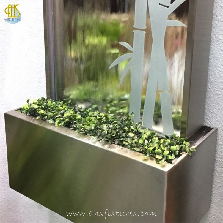 WWG-410 Bamboo Art Glass Mirror Etching Wall Fountain 05