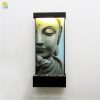WWG-615 Buddha Art Glass Black Frame Wall Fountain 01