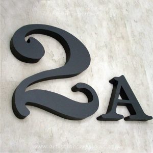 Weather Resistant House Numbers - Cursive Font In Black Coating 2A 02