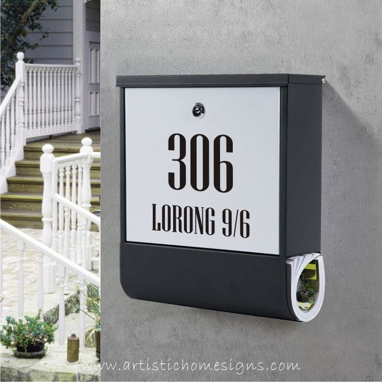 Metal Laser Cut House Number Address With Powder Coated Mailbox Letterbox Made In Malaysia