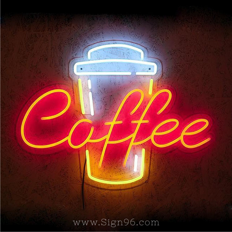 Coffee Luminous LED Neon Sign With Transparent Backplane Made In Malaysia LNS-301