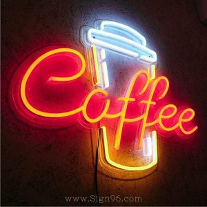 Coffee Luminous LED Neon Sign With Transparent Backplane Made In Malaysia LNS-301