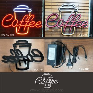 Coffee Luminous LED Neon Sign With Vintage Black Backplane Custom Made In Malaysia LNS-301-01