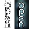 OPEN Luminous Vertical LED Neon Sign With Vintage Black Contour Backplane Custom Made In Malaysia