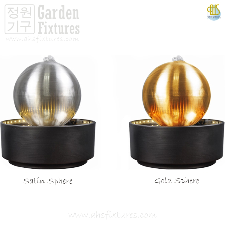 Gold Sphere Stainless Steel Feng Shui Ball Water Feature with Lights WTT-123-G Ship from Malaysia