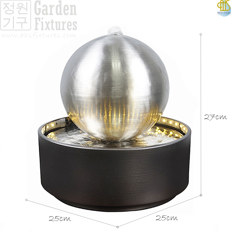 Satin Sphere Stainless Steel Feng Shui Ball Water Feature with Lights WTT-123 Ship From Malaysia